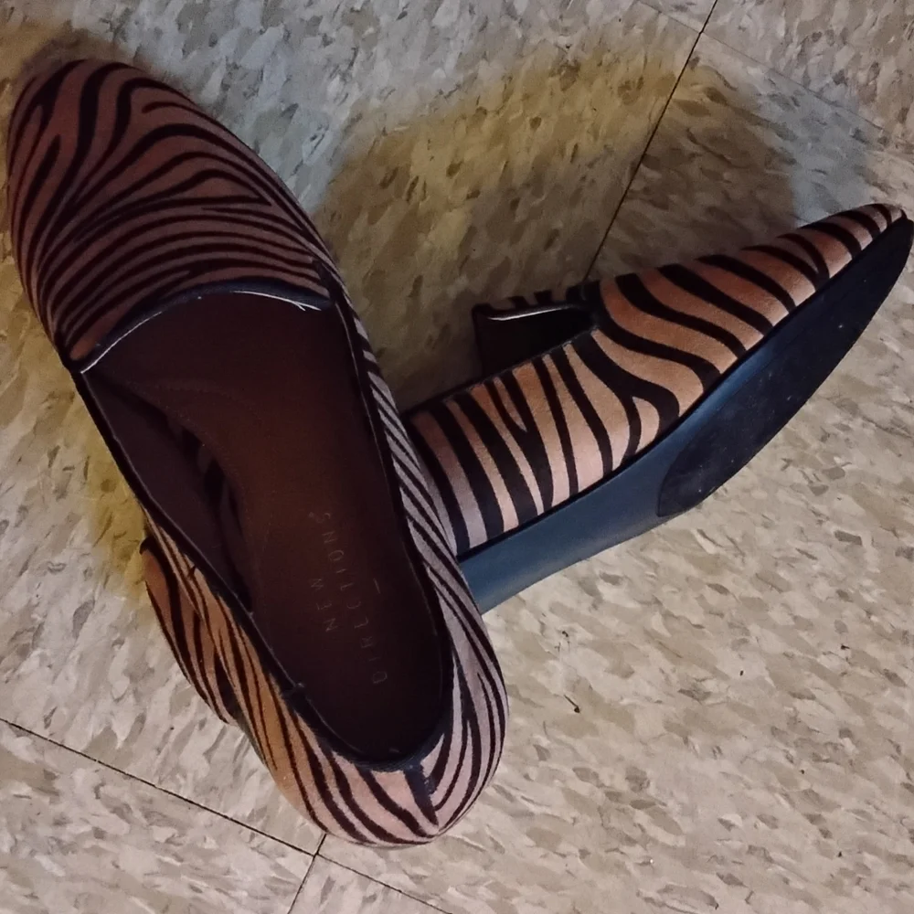 new directions Pink and Black Zebra Print Loafers